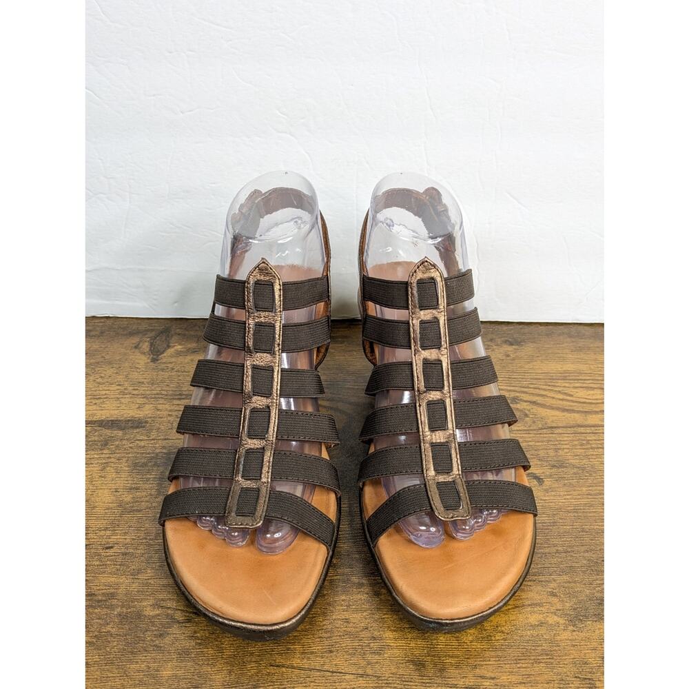 Gentle Souls Wedge Hammer Sandals 7.5 Brown Metallic Bronze Strappy Comfort - Picture 4 of 13